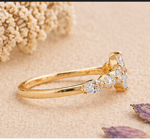 Anillo de Compromiso de Lujo con Diamantes Marquise, Oro de 14K/18K, Múltiples Piedras, Joyería Minimalista Unisex para Fiesta - Product Image 2