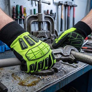 Guantes de Trabajo Mecánicos Amara de Primera Calidad, Reforzados con TPR, de Cuero Sintético Resistente a la Abrasión, al Calor y a los Impactos - Product Image 5
