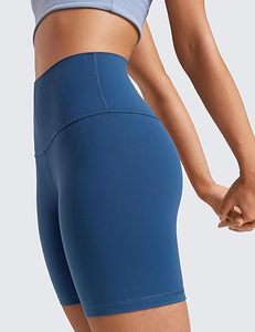 Shorts Deportivos Azules de Cintura Alta para Mujer, Tejidos en Spandex y Poliéster, Transpirables, Ajustados, para Entrenamiento y Gimnasio - Product Image 5