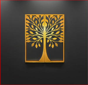 Décoration murale en métal en forme d'arbre, décoration murale pour la maison, art mural parfait pour le salon/l'hôtel/le restaurant/la chambre à coucher, 24 x 18 pouces, or, lot de 2 - Product Image 2