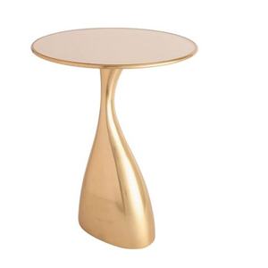 Modern Round <b>Marble</b> Coffee <b>Table</b> with Brass Base Contemporary Living Room Furniture Decorative Accent <b>Table</b> - Product Image 5