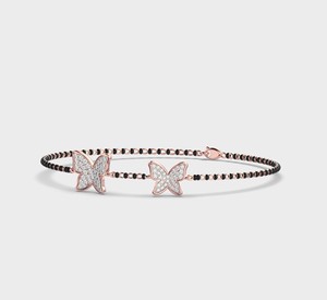 Pulsera Mangalsutra con Doble Mariposa y Diamantes Redondos Cultivados en Laboratorio, Certificados por IGI, en Oro Amarillo/Blanco/Rosa de 14K - Product Image 5