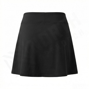Women's High Waist A-Line <b>Mini</b> <b>Skirt</b> Solid <b>Black</b> Sporty Tennis Golf Skort - Product Image 2
