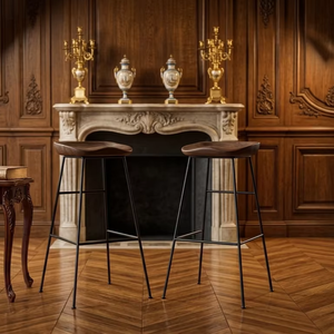 Taburete de Bar de Madera Maciza Brusta con Estructura Metálica, Estilo Industrial, Ecológico, Duradero, Acabado Natural para Cafetería, Bar, Restaurante - Product Image 3