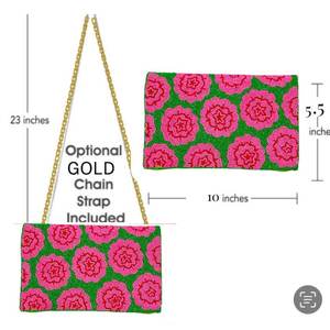 Sac à main rectangulaire fait main avec motif à rayures de paillettes roses et dorées pour les soirées - Product Image 3