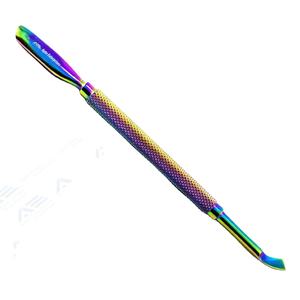 Removedor de esmalte de uñas de color arcoíris, equipo de belleza, herramientas para cutículas, empujador de cutículas de uñas de acero inoxidable, empujador profesional de uñas plateado - Product Image 1