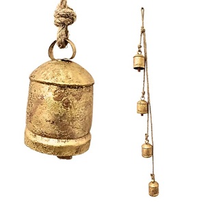 Vintage Metal <b>Bell</b> Hanging Ornament Gold Plated Handmade Decorative Rattler for Home Decor - Product Image 1