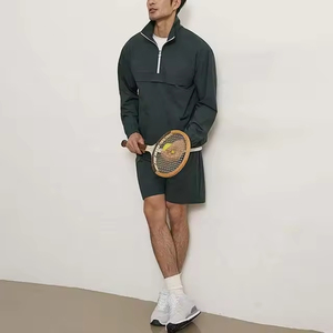Men's Two Piece Custom Sets Windbreaker <b>Shorts</b> and Jacket Tracksuit Reflective <b>Zip</b> up Nylon Two Piece Windbreaker <b>Short</b> Set - Product Image 2