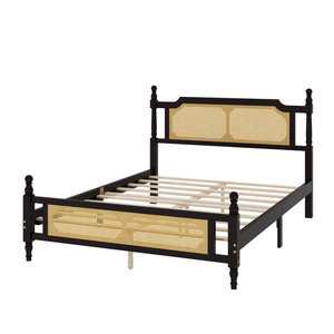 Dreamcraft โบฮีเมียนเฟอร์นิเจอร์ห้องนอนเตียงไม้สนพร้อมหัวเตียงหวายและที่วางเท้าเวียดนาม - Product Image 6