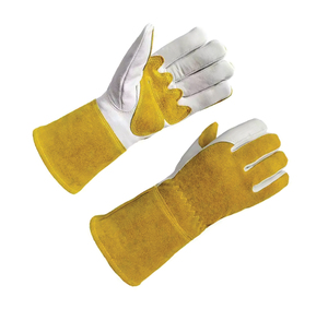Leather Welding <b>Gloves</b> Yellow Cotton Lined Wing Thumb Stick Welding Molten Metal Splash Resistant - Product Image 4