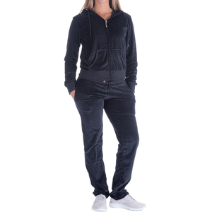 Ensemble de survêtement en polaire à capuche pour femmes, manches longues, couleur unie, coupe décontractée, pantalon long avec poches, à porter en toutes saisons - Product Image 2