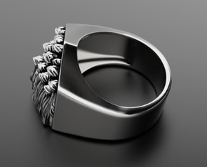 Bague de cocktail squelette gothique chrétienne en argent sterling 925 oxydé noir Bindi Jewels pour soirée - Product Image 2