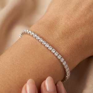 สร้อยข้อมือเทนนิสแบบปรับแต่งได้สำหรับขายส่ง เครื่องประดับเงินแท้ 925 ประดับเพชร CZ ขนาด 2/3/4 มม. สำหรับผู้หญิง - Product Image 3