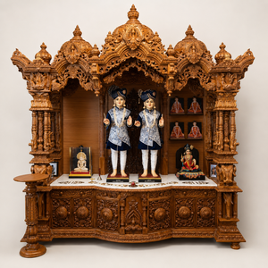 Mandir de Madera Sólida Shri Swaminarayan para Sala de Pooja, Elegante Templo de Madera Sólida Shri Swaminarayan para el Hogar, Venta Directa del Fabricante, Australia - Product Image 2