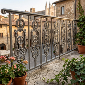 Wrought iron garden fence decorative outdoor <b>railing</b> durable metal construction Stair Parts fencing timeless classical architect - Product Image 1