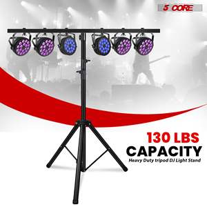 Système de treillis d'éclairage de scène 5 poteaux non standard pour DJ, modèle LS 144 6 BLK, réglable en hauteur, support en T robuste - Product Image 3