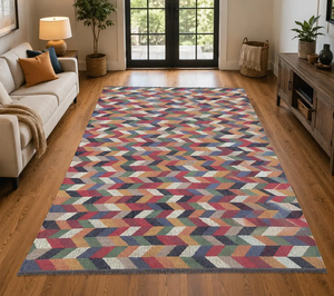Handmade Modern Tribal Carpet Colorful Wool Jute Area <b>Rug</b> Indian Dhurrie Decor Geometric <b>Boho</b> Kilim Farmhouse Living Room - Product Image 5