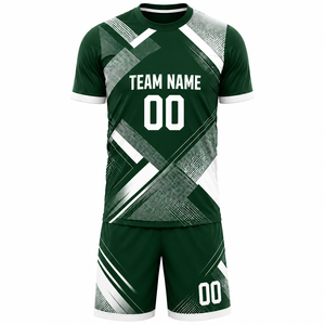 Athletic 2-Piece Set Men Solid Color <b>Soccer</b> Kit Printed Football Jersey Shorts Team Uniform Training Suit 100% Polyester Elastic - Product Image 1