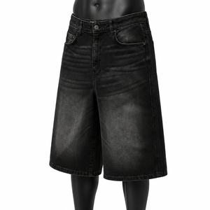 Premium Quality Custom Denim Jorts Men's Loose Fit Streetwear Jean Shorts Supplier - Product Image 4