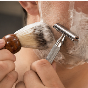 Pinceau à raser avec manche en bois et rasoir à double lame en acier inoxydable, ensemble de rasage manuel pour le visage pour hommes, utilisation en salon de coiffure - Product Image 5
