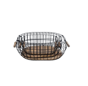 Classic Shape Oval Metal <b>Wire</b> Storage <b>Basket</b> With Handles Rustic Multi Purpose Neatening Organizer Strong Iron <b>Wire</b> <b>Basket</b> - Product Image 1