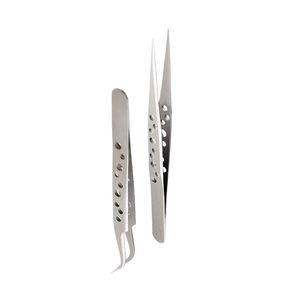 Ensemble de pinces à cils en acier inoxydable perforées, pour volume russe, multicolores, durables, pour techniciennes en extensions de cils, fournitures de salon - Product Image 1