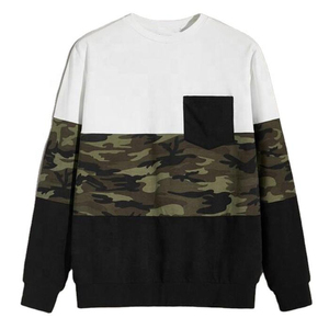 Sudadera de Hombre con Parches de Camuflaje, Cuello Redondo, Manga Larga, Corte Regular, Tejido de Algodón, Bolsillo, Secado Rápido, 200g, Invierno - Product Image 1