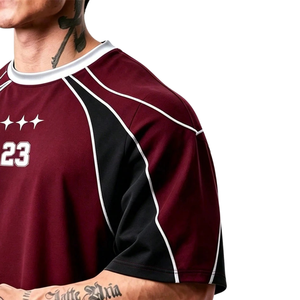 Raglan Oversized Sporty <b>Sports</b> <b>Jersey</b> Short Sleeve Crew Neck Contrast Panel Number Print Athletic Shirt Wholesale Team - Product Image 3