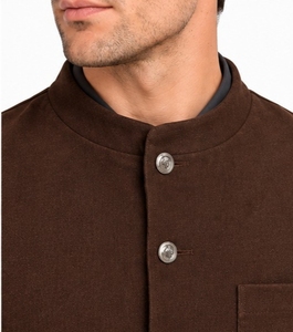 Men's Corduroy <b>Vest</b> Mandarin Collar Button Closure Full <b>Sleeve</b> - Product Image 2