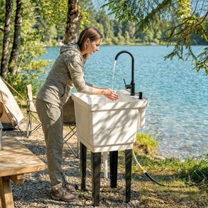 Lavatoio Portatile Bianco da 23 Galloni con Dispenser di Sapone per Casa o Campeggio - Product Image 2