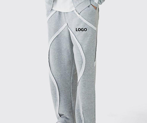 Pantalon de survêtement gris pour homme, taille élastique, poches latérales, décontracté, respirant, mi-lourd, en coton tricoté avec élasthanne, pour l'automne - Product Image 4