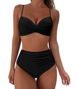 Solid Color Bikini Set Womens Minimal Swimwear Summer Beach Pool Vacation Stylish <b>Bathing</b> Suit - Product Image 2