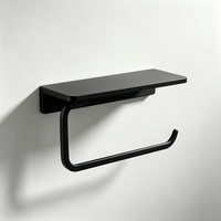 Support mural personnalisé en aluminium pour rouleau de papier toilette avec étagère, support de papier toilette en alliage courbé OEM pour projet de salle de bain d'hôtel