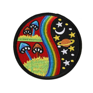 Parche Bordado Circular con Diseño de Montaña, Bosque, Sol, Luna y Estrellas, Termoadhesivo, para Regalos - Product Image 4