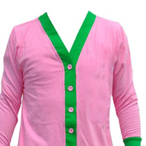 Suéter cárdigan de punto rosa premium personalizado con bordado para uso casual, hermandades, fraternidades, universidades y equipos universitarios. - Product Image 5