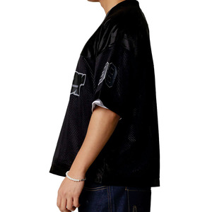ELEVATE PLAY OEM Jersey de Fútbol Americano de Malla Holgada Estilo Urbano Oversize para Equipo Negro Transpirable de Secado Rápido Unisex - Product Image 3