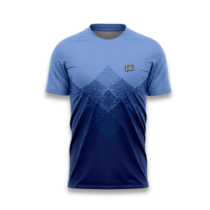 Ensemble de maillots de football sublimés personnalisés pour hommes, bleu dégradé, col rond, manches courtes, coupe athlétique, évacuation de l'humidité - Product Image 6
