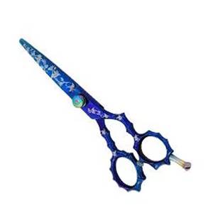 Ciseaux à cheveux professionnels en acier inoxydable, lame tranchante, pour droitiers, manche long, couleur bleue - Product Image 6
