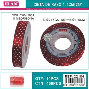 ริบบิ้นผ้าซาติน Ilan ขนาด 1.5 ซม. x 25 หลา สีเบอร์กันดีลายจุด สำหรับงานประดิษฐ์ - Product Image 3