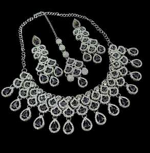 Gold Plated Fancy Collection Bridal Set <b>Choker</b> Necklace Drop Earrings Tikka Ethnic High Quality Wedding Engagement Anniversary - Product Image 1