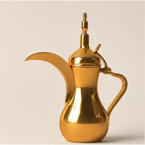 Cafetera Árabe Tradicional Dallah de Acero Inoxidable Dorado, Juego de Té Árabe Hecho a Mano, Cafetera de Oriente Medio para el Hogar y Hoteles - Product Image 3