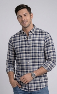 Camisa Enovate a Cuadros, Doble Botonadura, Manga Larga, Corte Regular, Casual, Unisex, Transpirable, de Algodón, Tejida para Verano - Product Image 2