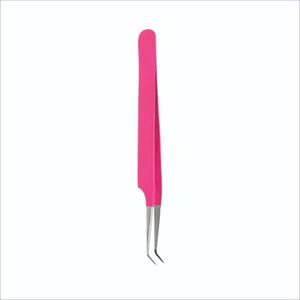 Ensemble de pinces professionnelles en acier inoxydable pour extensions de cils, logo personnalisé, rose vif, isolation volume, 5 pièces, courbées et droites - Product Image 2