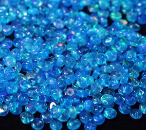 Perles d'opale naturelles éthiopiennes de qualité AAA, couleur Paraiba, fumées et traitées, forme ronde, 3-5 mm, lisses, percées au centre - Product Image 2