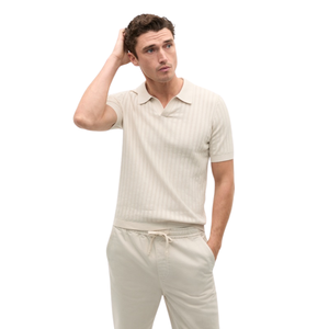 Polo de punto de algodón a rayas para hombre, manga corta, textura acanalada premium, corte ajustado, informal, elegante, para verano, transpirable, al por mayor - Product Image 5
