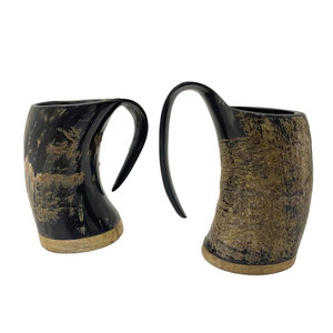 Mug en corne de buffle artisanal de style viking, qualité supérieure FAIZA CRAFT, pour bière, ale et miad. - Product Image 3