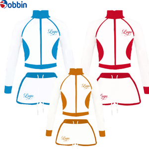 Conjunto de 2 Piezas de Chaqueta Corta y Pantalones Cortos Deportivos Casuales de Moda Hip Hop, Ajustados, de Spandex/Poliéster, con Cierre, para Mujer, Verano - Product Image 2