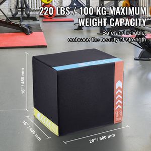 Box Pliometrico 3-in-1 in Cotone 20/18/16 Pollici, Piattaforma Antiscivolo per Esercizi Fitness, Step per Allenamento di Agilità - Product Image 2