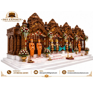 Grand Akshardham Inspired Hand-Carved Wooden Mandir Premium Wooden ISKCON Style Large Pooja Mandir for Indian Community Hall USA - Product Image 1