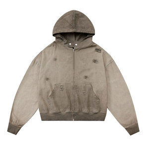Sweat à capuche délavé pour homme, 100 % coton, écologique, automne, ODM, décontracté, personnalisation de marque, vente en gros - Product Image 2